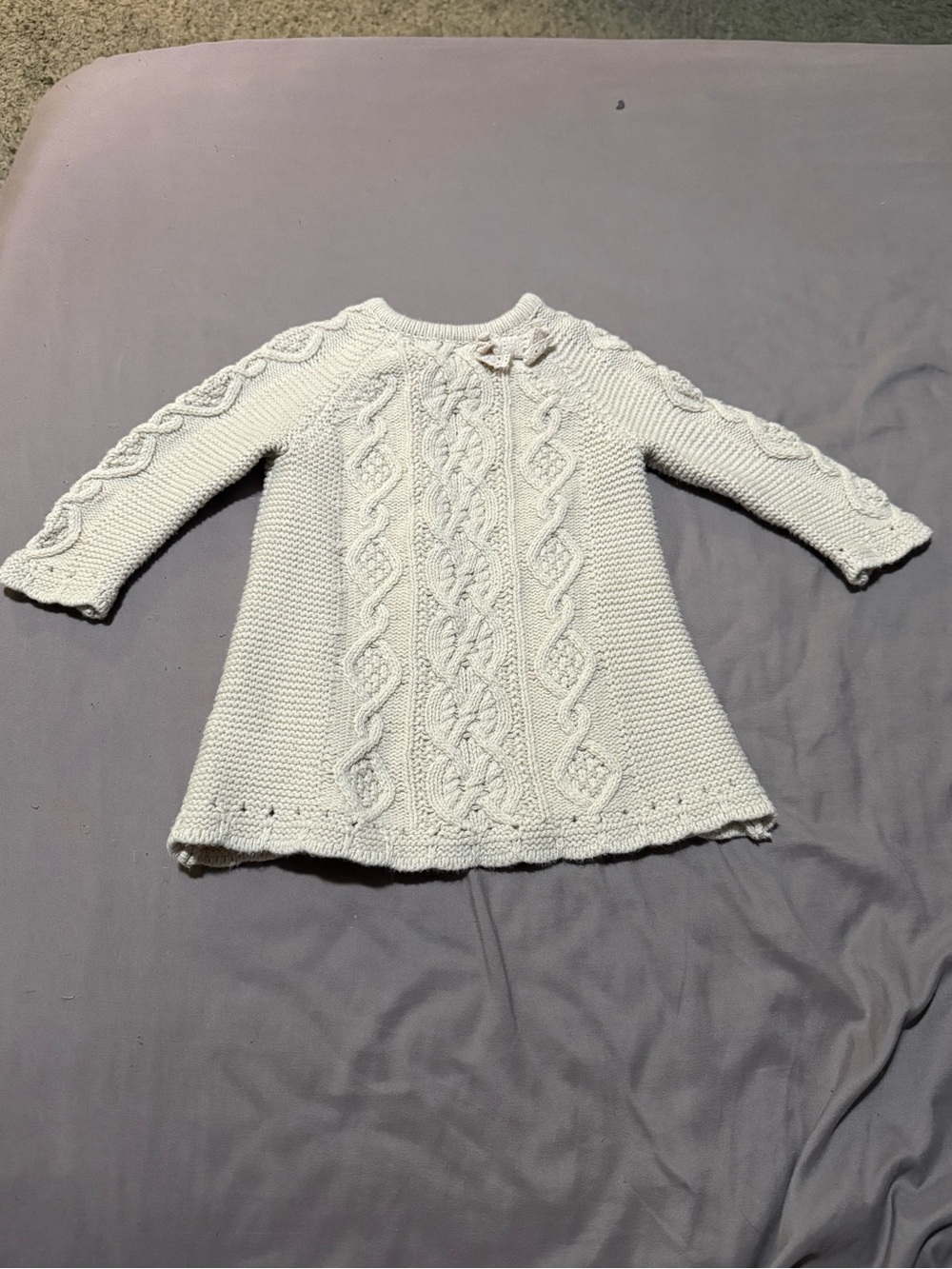 cupcakes & cashmere Cream Cable Knit Dress with Bow